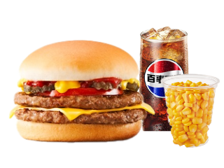 [餐饮一区]-肯德基-汁汁双层嫩牛堡（美式）+玉米杯+中可