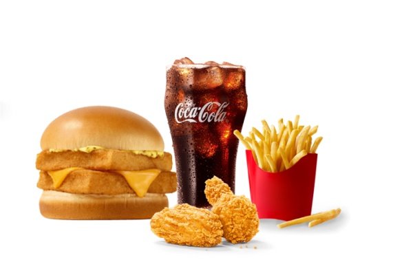 [餐饮单品]-麦当劳-双层深海鳕鱼堡四件套(辣翅中薯版)