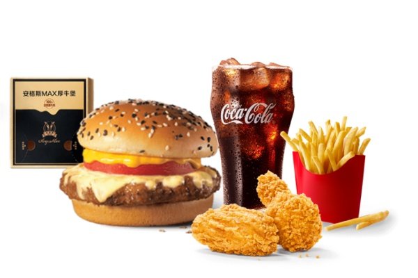 [餐饮单品]-麦当劳-芝士安格斯厚牛堡四件套(辣翅中薯版)
