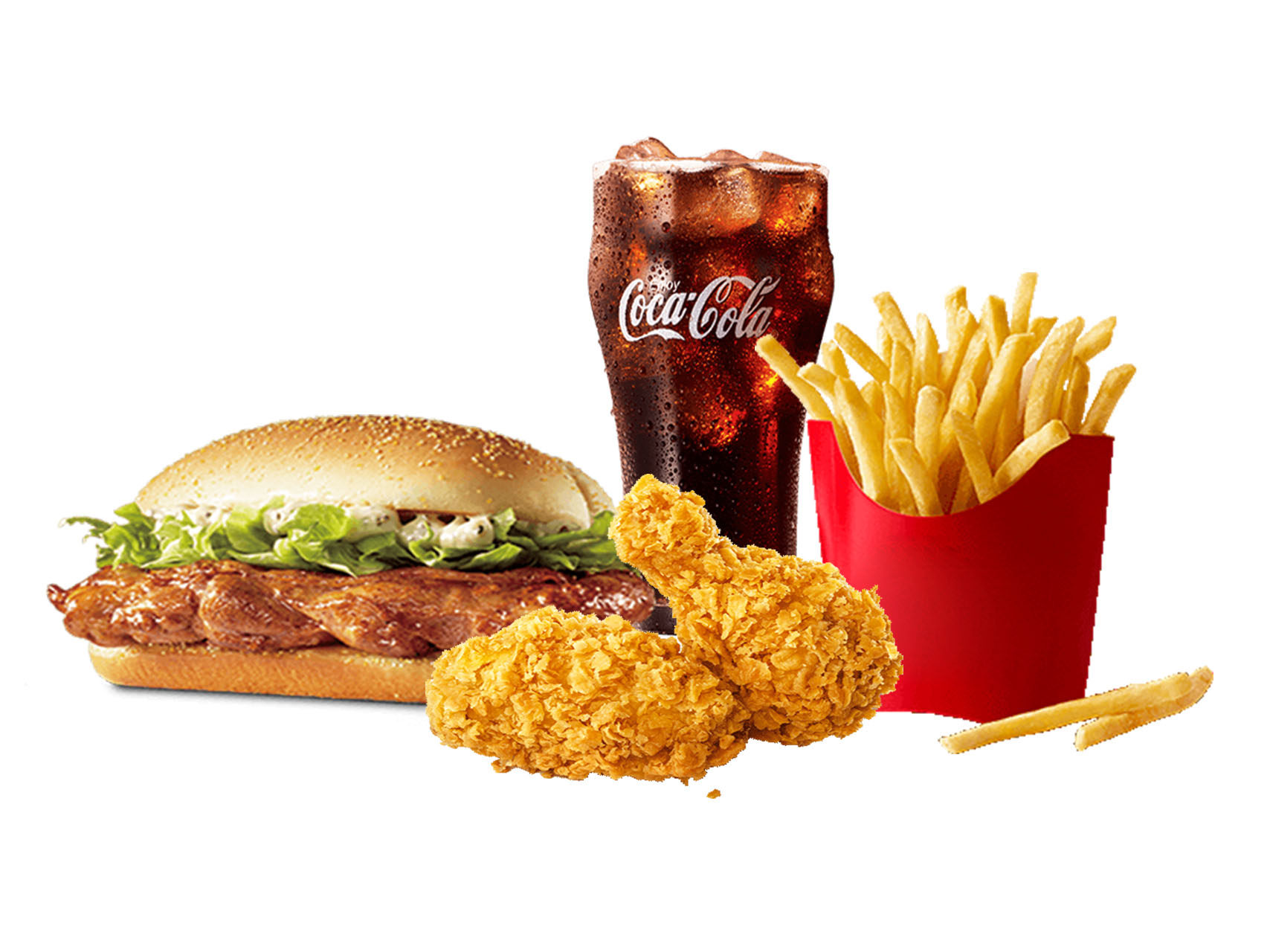 [餐饮单品]-麦当劳-板烧鸡腿堡四件套(辣翅中薯版)