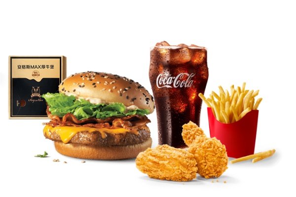 [餐饮单品]-麦当劳-培根安格斯厚牛堡四件套(辣翅中薯版)