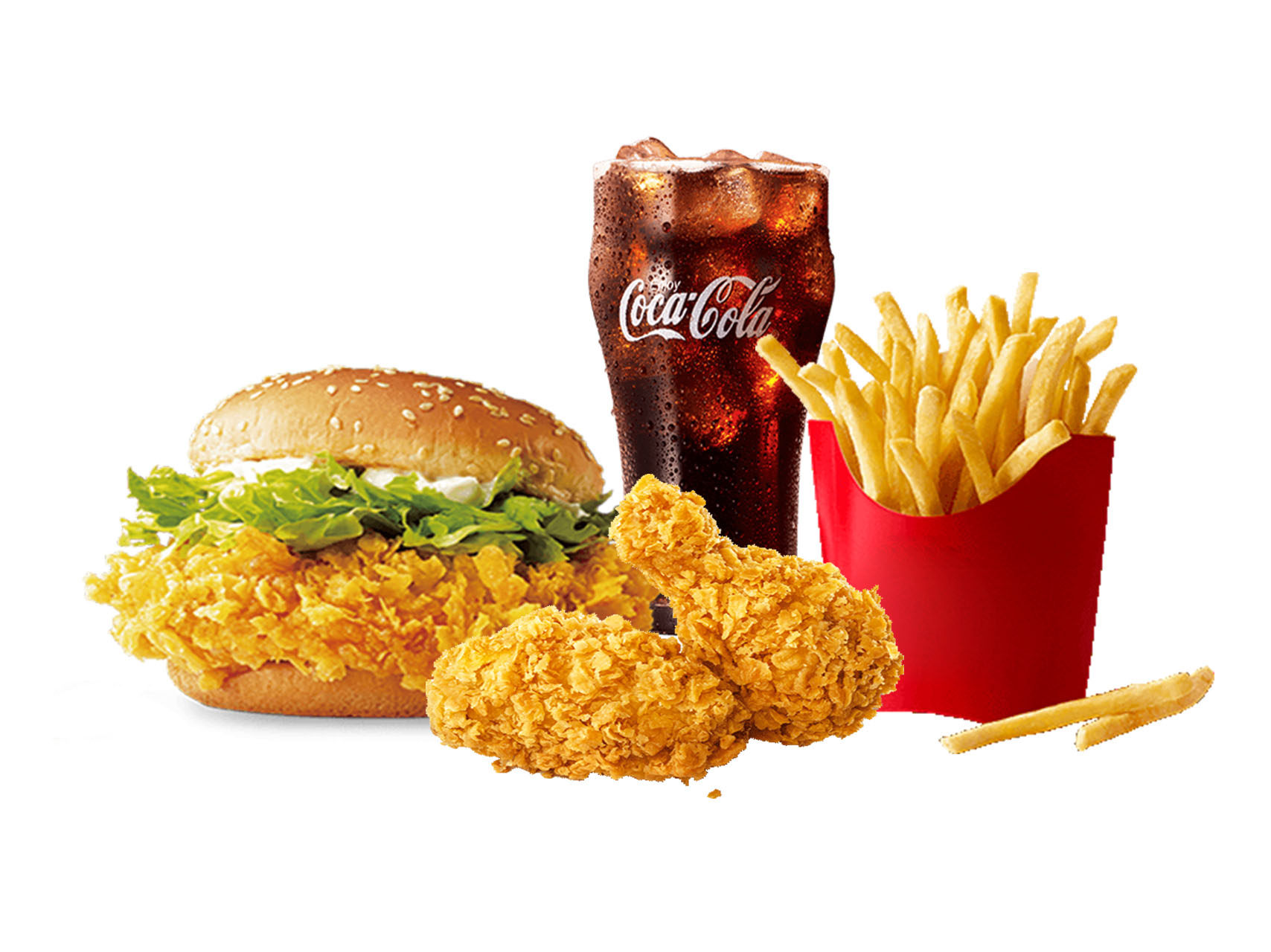 [餐饮单品]-麦当劳-麦辣鸡腿堡四件套(辣翅中薯版)